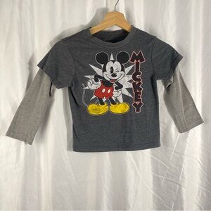 Disney Mickey Mouse Dark Gray and Light Gray Long Sleeve Tee Size 5T